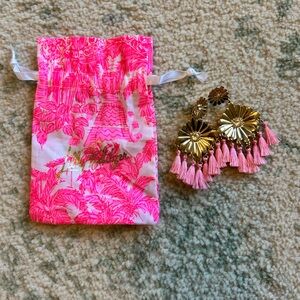 Lilly Pulitzer GWP pink and gold tassel earrings